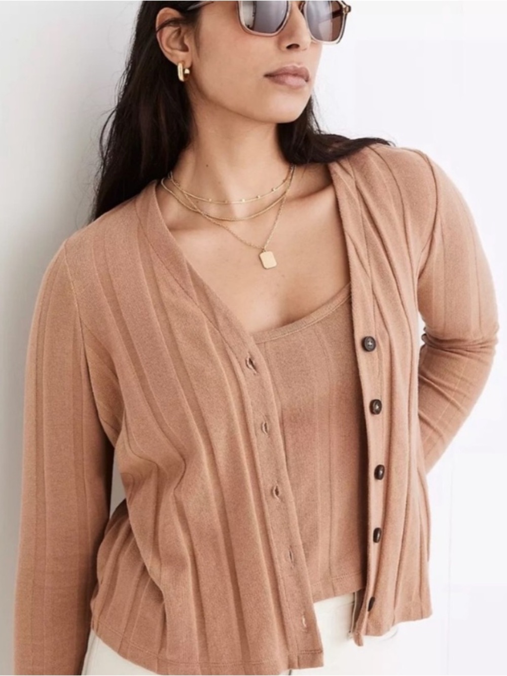 MADEWELL Ribbed Sweater-Knit Cardigan